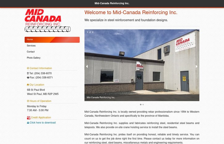 Screenshot of Mid-Canada Reinforcing