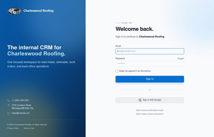 Screenshot of Charleswood Roofing